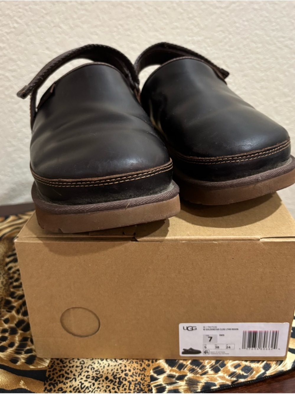 UGG Women's Brown Leather Clogs Mules